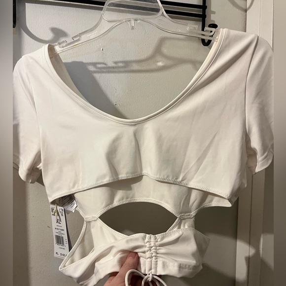 Adidas-size XL- white RUI cropped top that ties at waist in back. NWT. - Picture 3 of 3